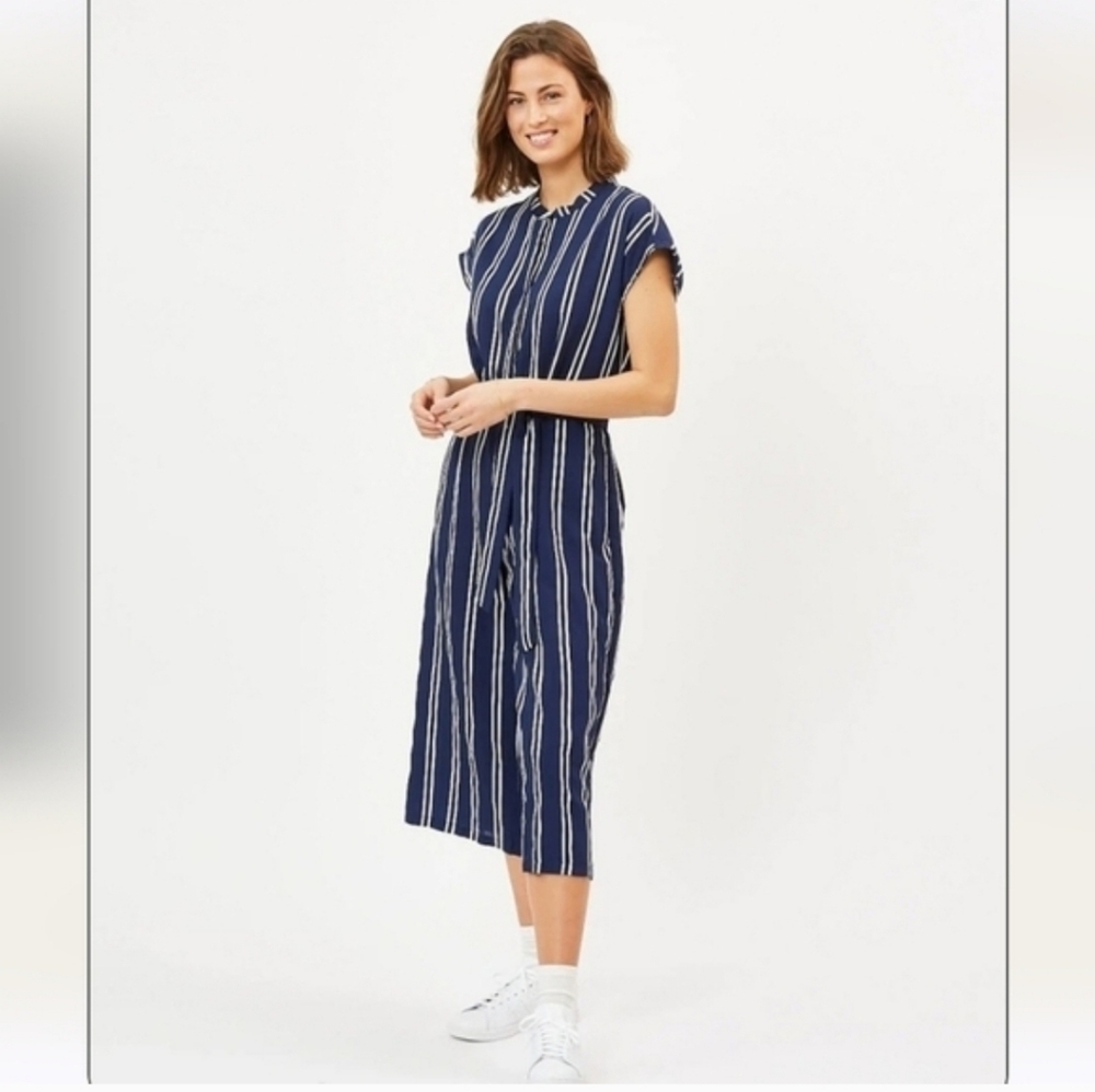 Jumpsuit Minimum Tvilla Crop Wide Leg Navy White Stripe Size EU 36 US Small